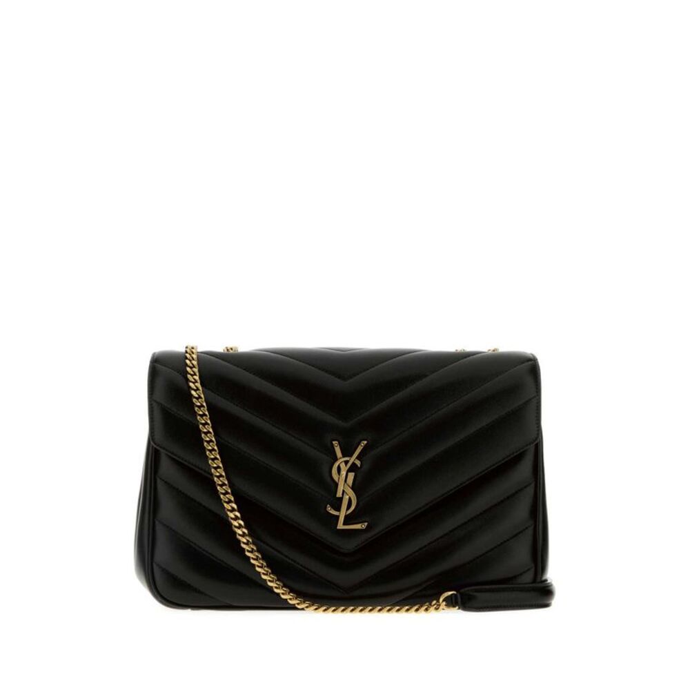 Saint Laurent Women Black Leather Large Lou Lou Shoulder Bag